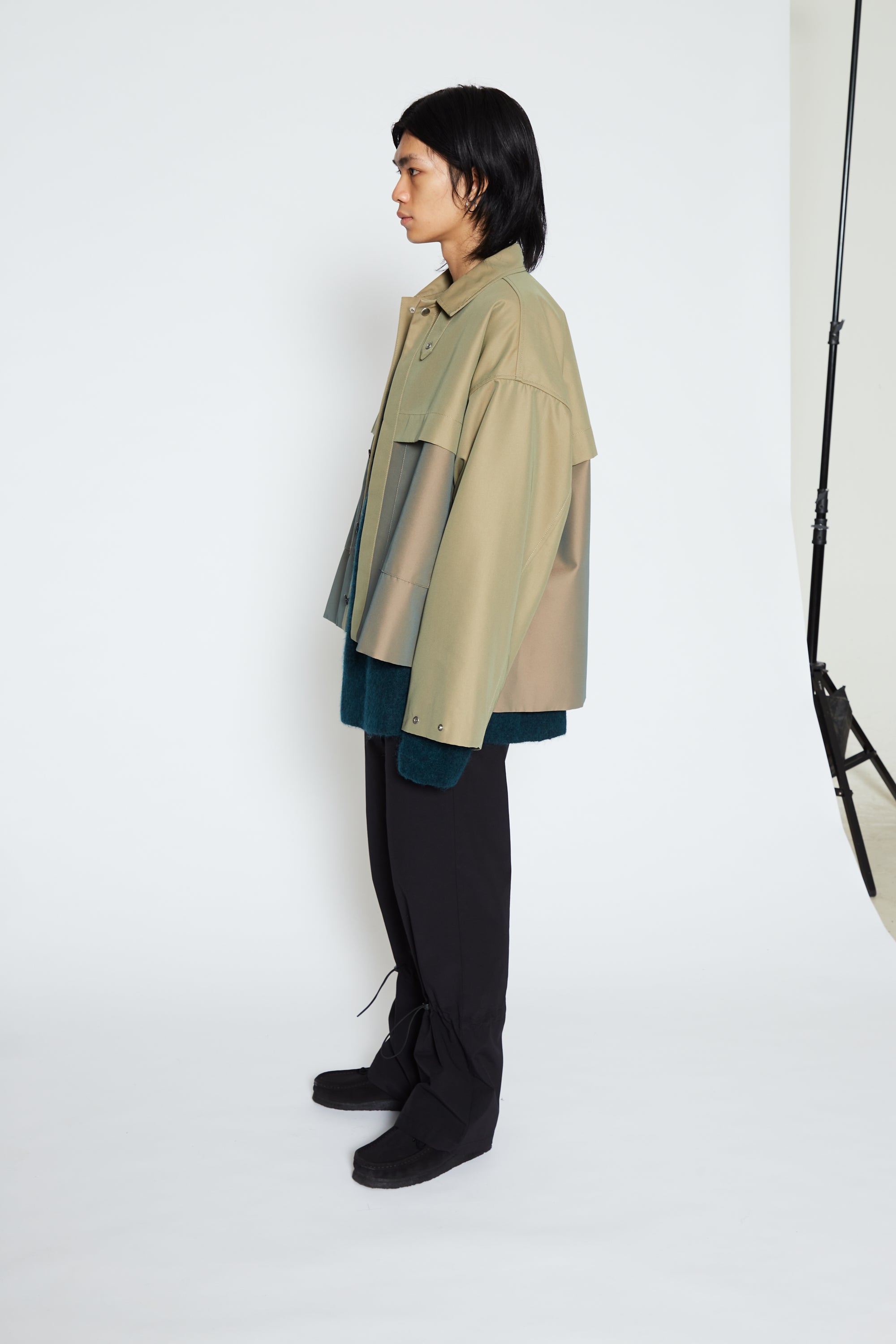 Load image into Gallery viewer, KHAKI AND BROWN GABARDINE SILO JACKET

